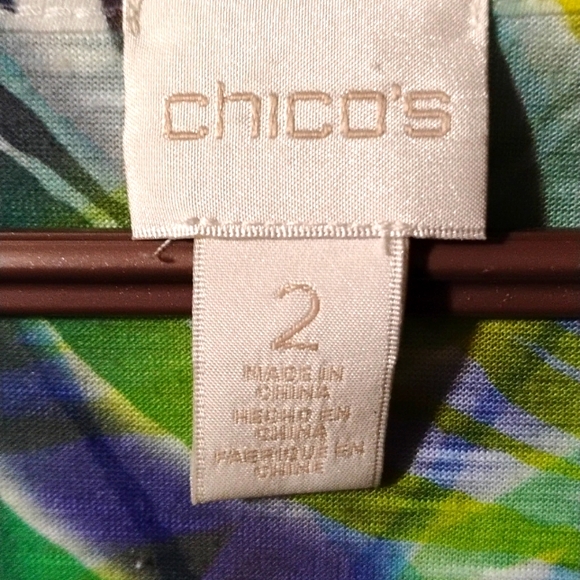 Chicos embellished zebra striped top in greens and blues. - Picture 4 of 8